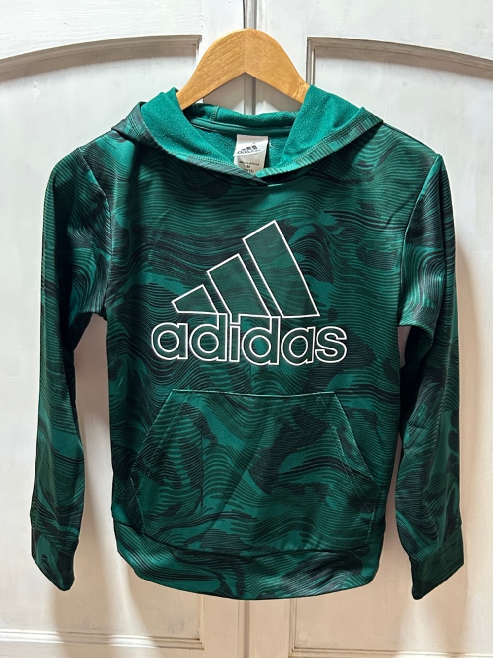 adidas Boys' Teal Green Graphic Hooded Sweatshirt